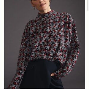 Maeve Geometric Mock Neck Sweater